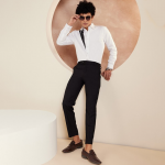 Men Smart Tapered Fit Easy Wash Formal Trouser